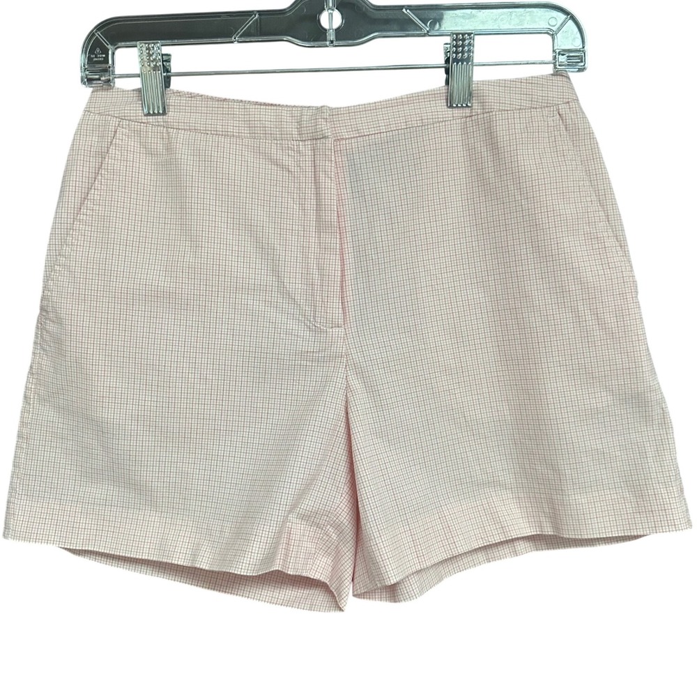 Ann Taylor Pink Micro Check Shorts Preppy Coastal Golf Summer Women's 4